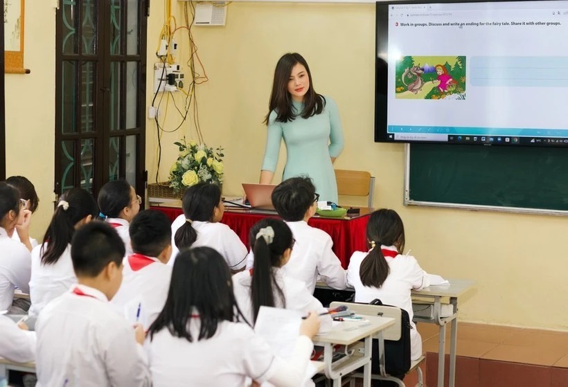 Một giờ học của cô trò Trường THCS Trần Đăng Ninh, thành phố Nam Định. Ảnh: namdinh.edu.vn